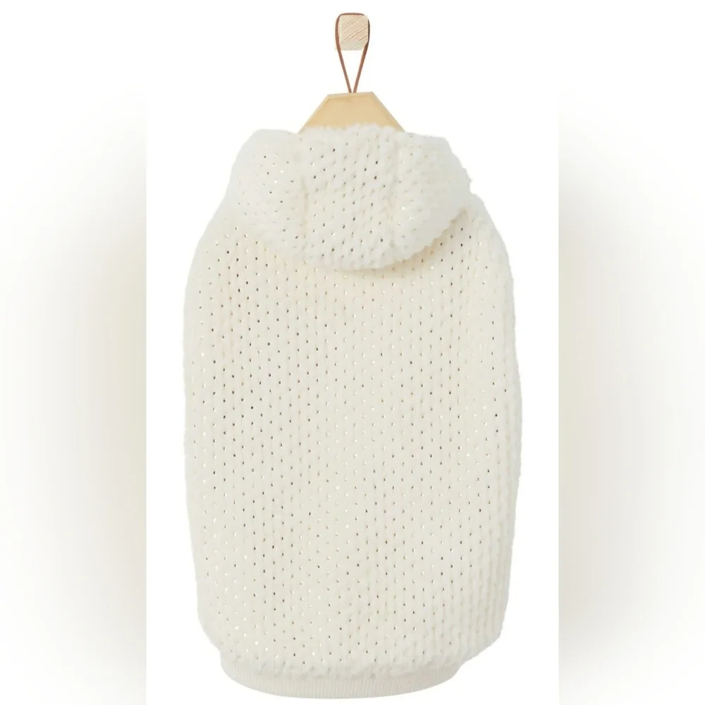 NWT FRISCO Plush Fur Dog Hoodie Ivory White with Gold Specks size X-Large